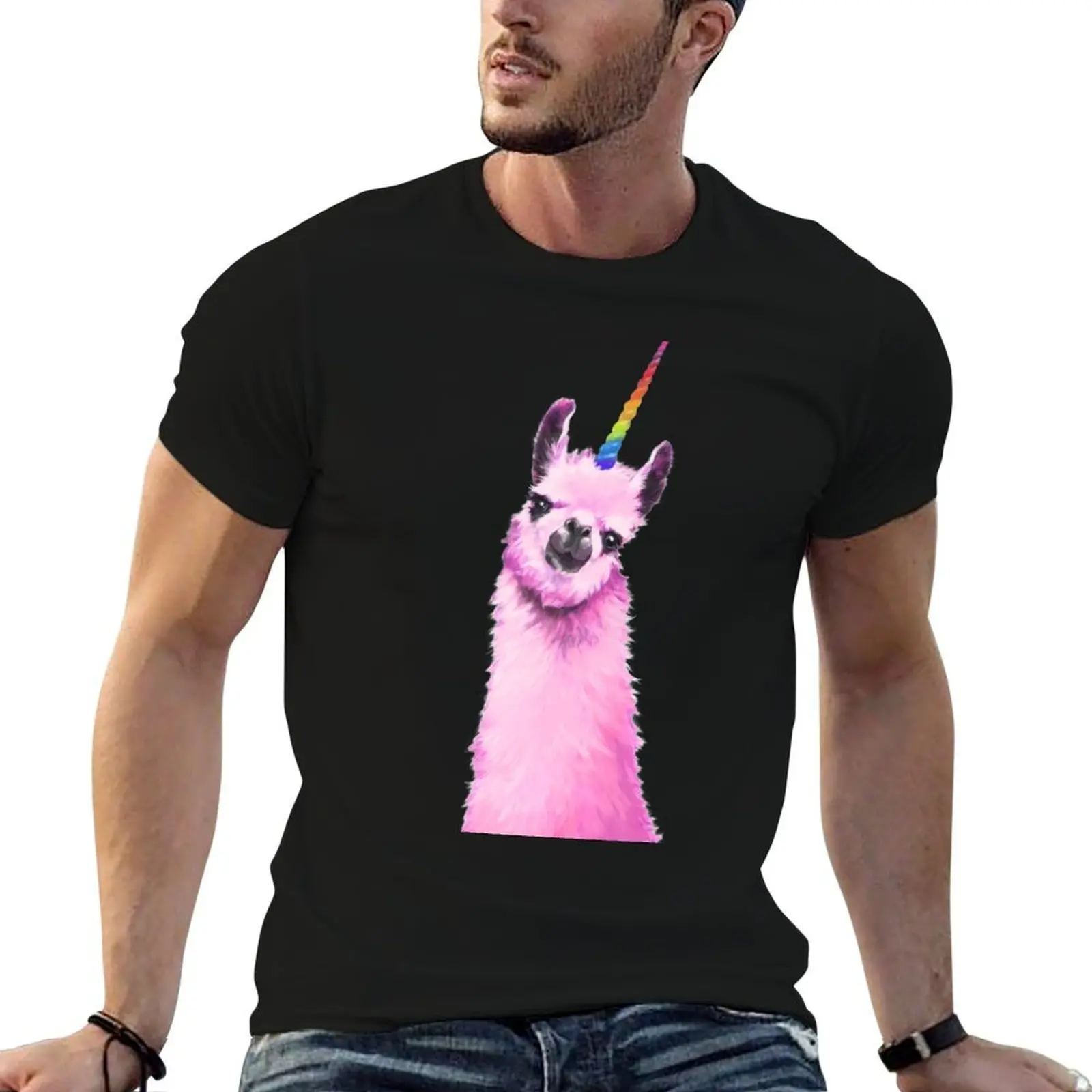 

Pink llama Unicorn T-Shirt t shirt for man man t shirts for men casual T-Shirt