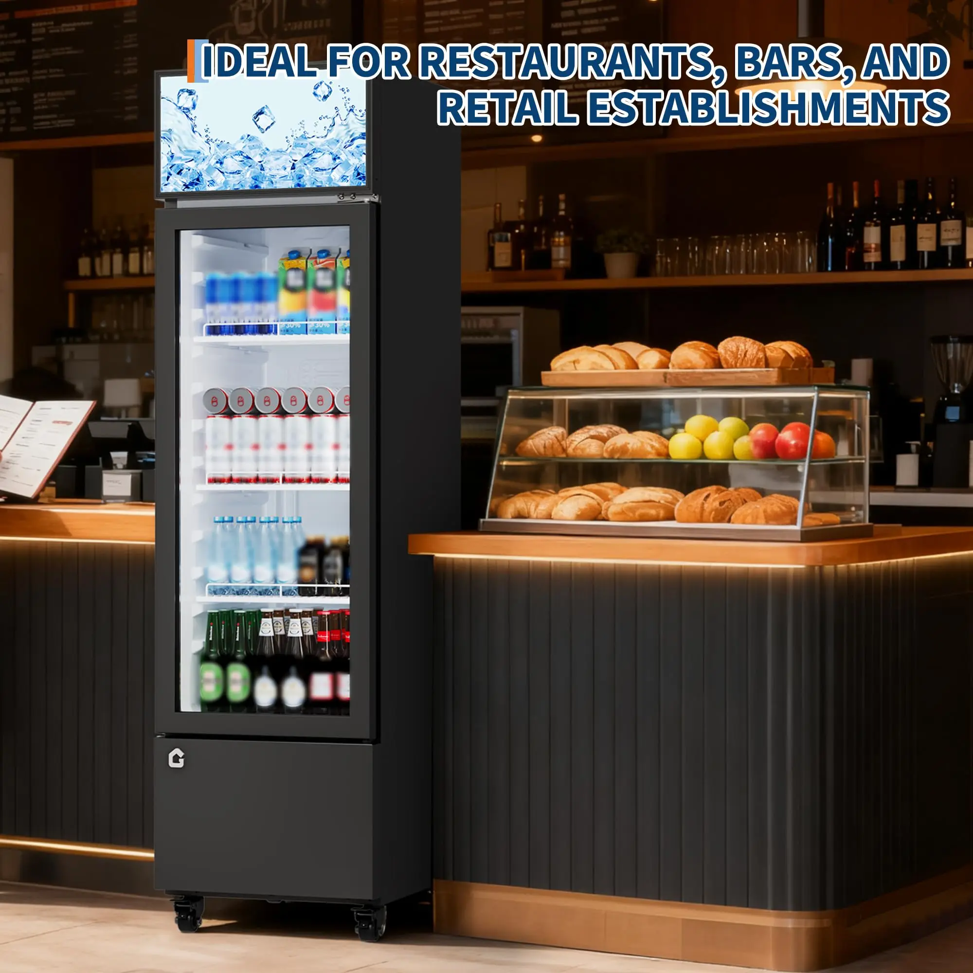 6.1 قدم مكعب ثلاجة المشروبات التجارية باب زجاجي خالي من الصقيع 360 ° تبريد أرفف قابلة للتعديل مبرد البضائع #1