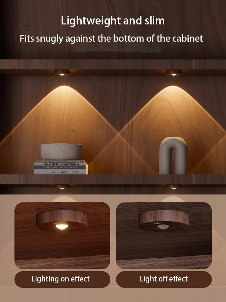 Led Spotlights Wireless Remote Control Charging Small Spot Light Wine Cabinet Atmosphere Display Ceiling Lamp Magnetic Walnut