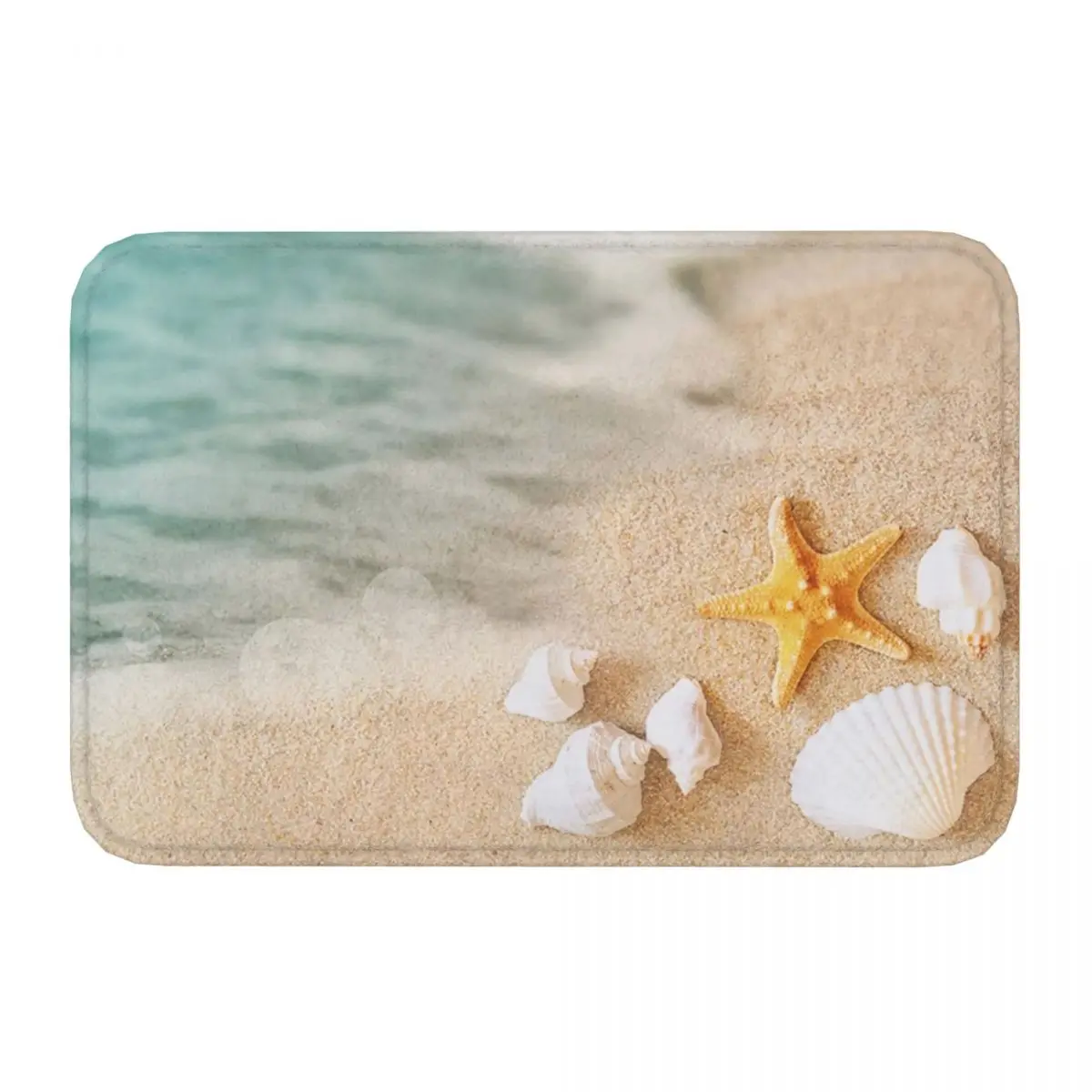 Summer Beach Sand With Starfish Seashells 2 Doormat Non-Slip Entrance Kitchen Bath Door Floor Mats Garage Carpet Rug