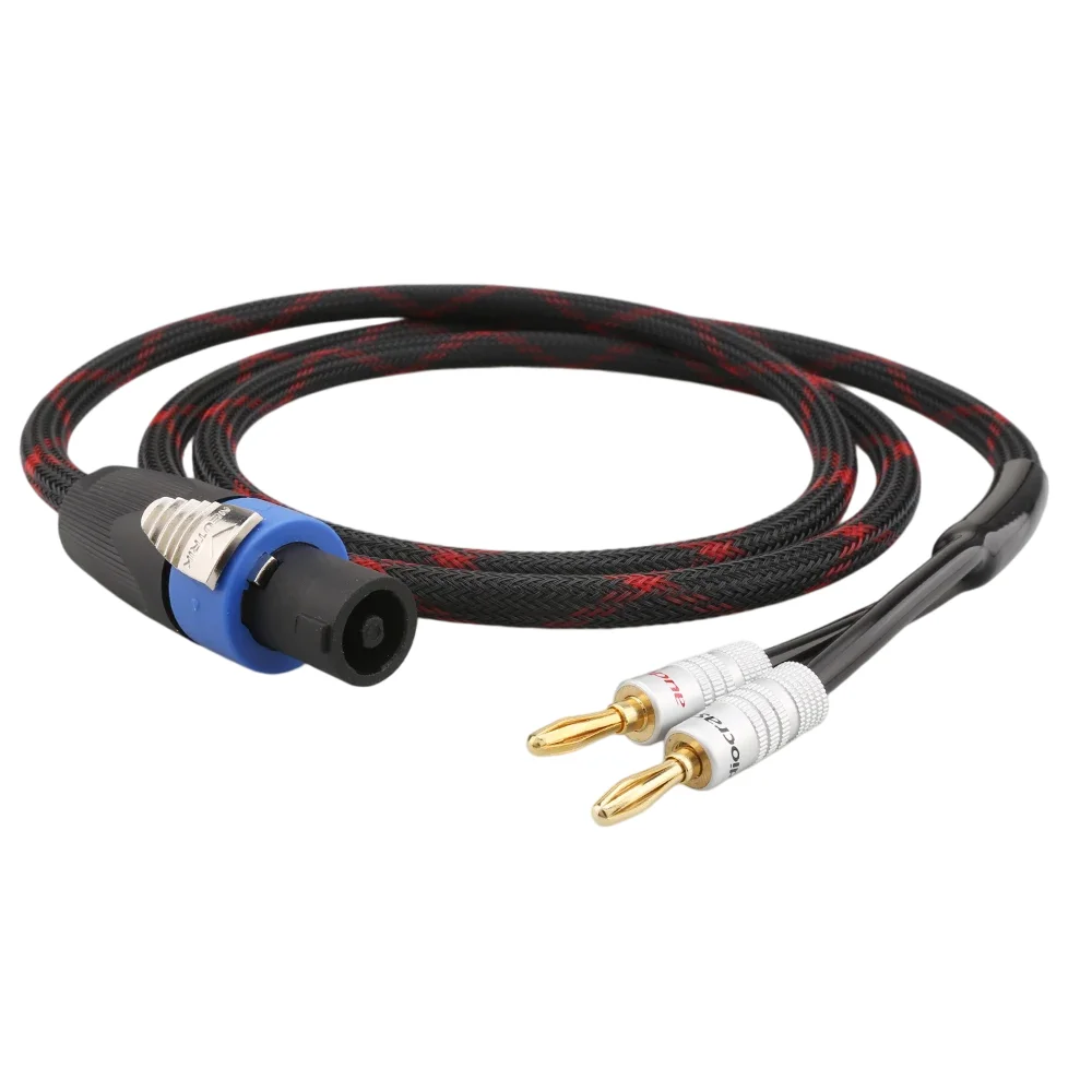 Aouyade Speaker Cable 4 Pin Speakon to Dual Banana Spade Y Plug for Stage Quality OFC Audio Cable