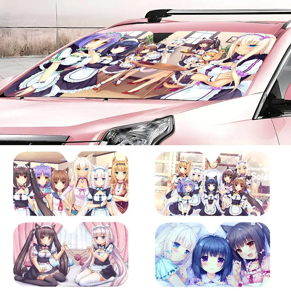

C-Catgirl P-Paradise Anime Game Windshield Sunshade Anime Cute Car Front Windshield 70x130cm Sun Visor Heat Reflector