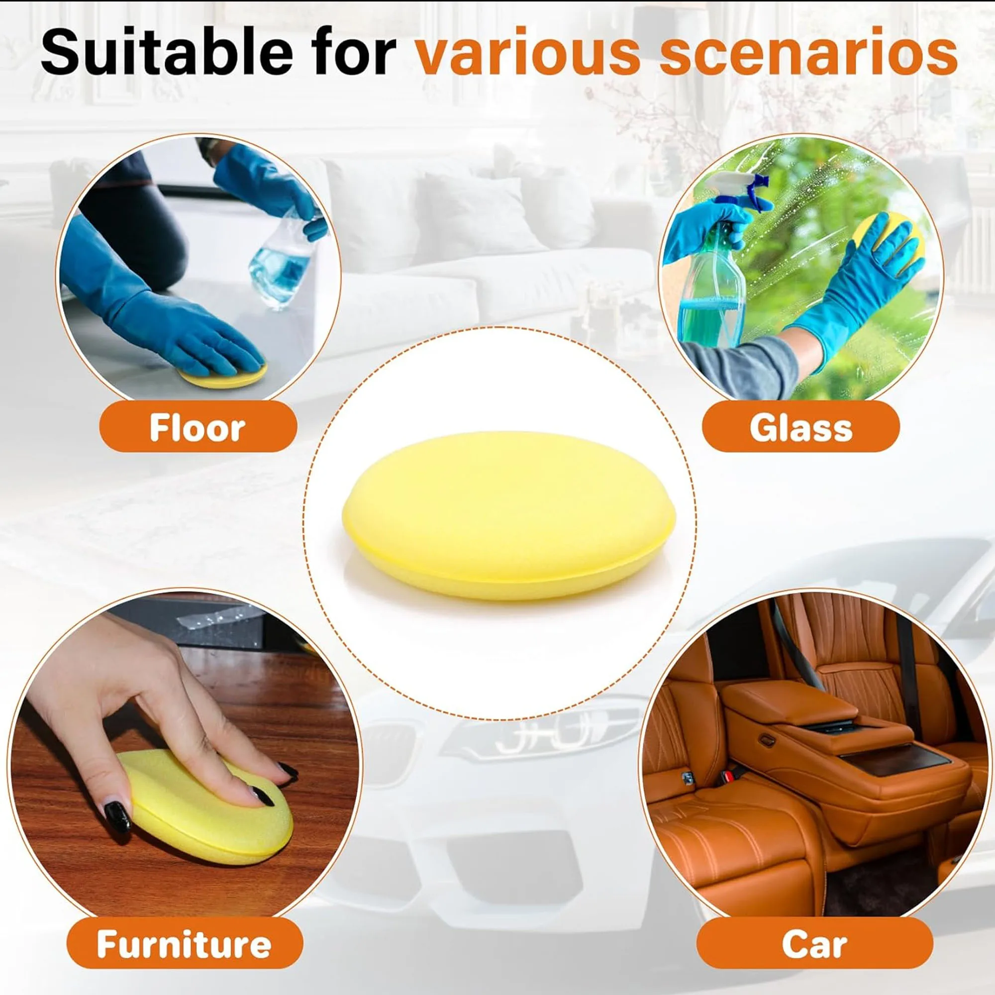 5/10/20Pcs Car Foam Applicator Pads 4 Inch Round Side Pressing Wax Applicator Foam Sponge Ultra-Soft Auto Detail Hand Polishing