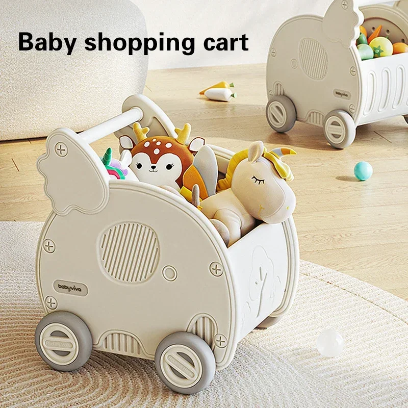 

Nordic Children's Shopping Cart Rack Home Living Room Toy Snacks Picture Book Storage Rack Bedroom Children's Trolley Organizer