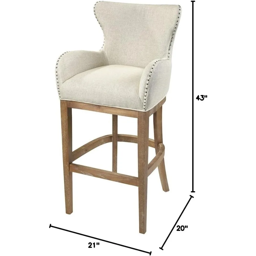 Sterling Home Roxie Cream Linen Barstuhlhocker,
