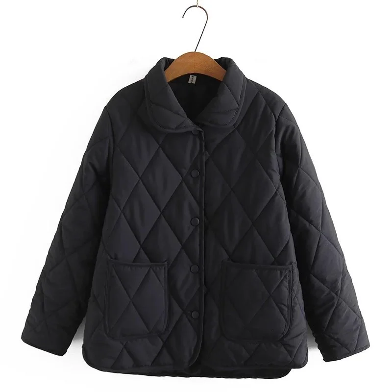 

2025 Spring and Autumn Quilted Jacket Warm Diamond Grid Lightweight Cotton Coat For Middle Aged Women And Mothers Outerwear w764