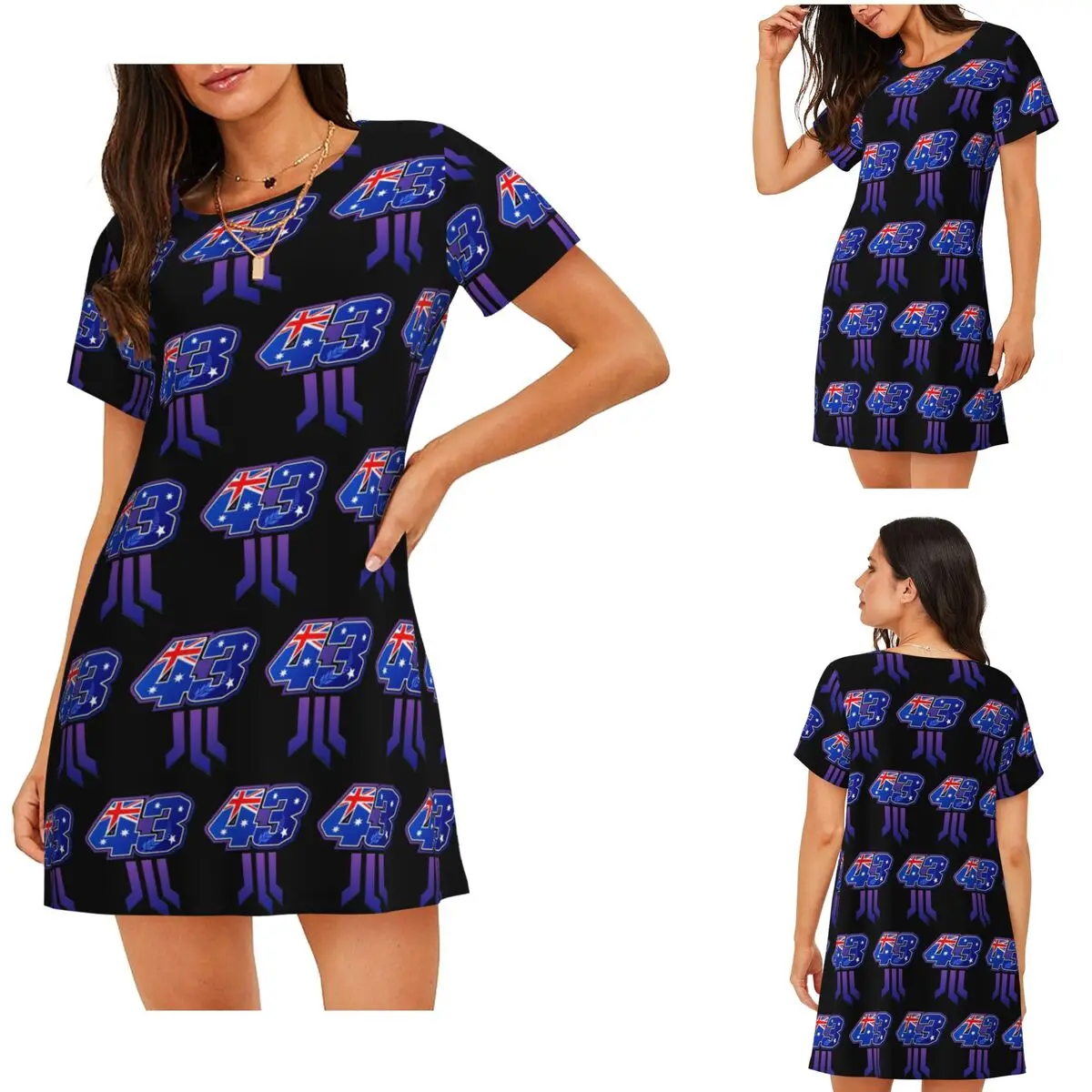 Custom Jack Miller Number 43 Short Sleeves Nightdress For Sleeping Sleepshirts Women Short Sleeve Nightgowns Soft Pajama Dress
