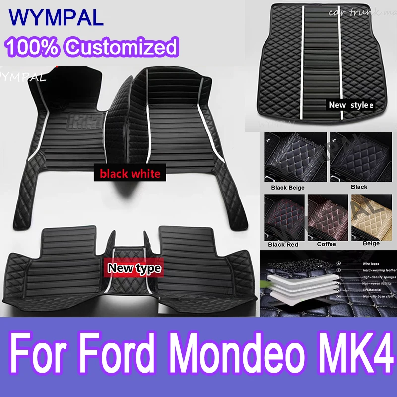 

Роскошные автомобильные коврики на заказ для Ford Mondeo MK4 2008 2009 2010 2011, автоматические кожаные автомобильные коврики с полным покрытием