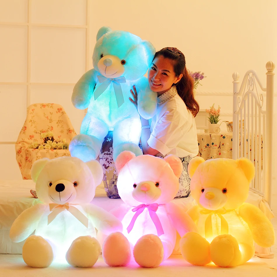 

50cm Creative Light Up LED Teddy Bear Stuffed Animals Plush Toy Colorful Glowing Christmas Gift For Children Kids Pillow