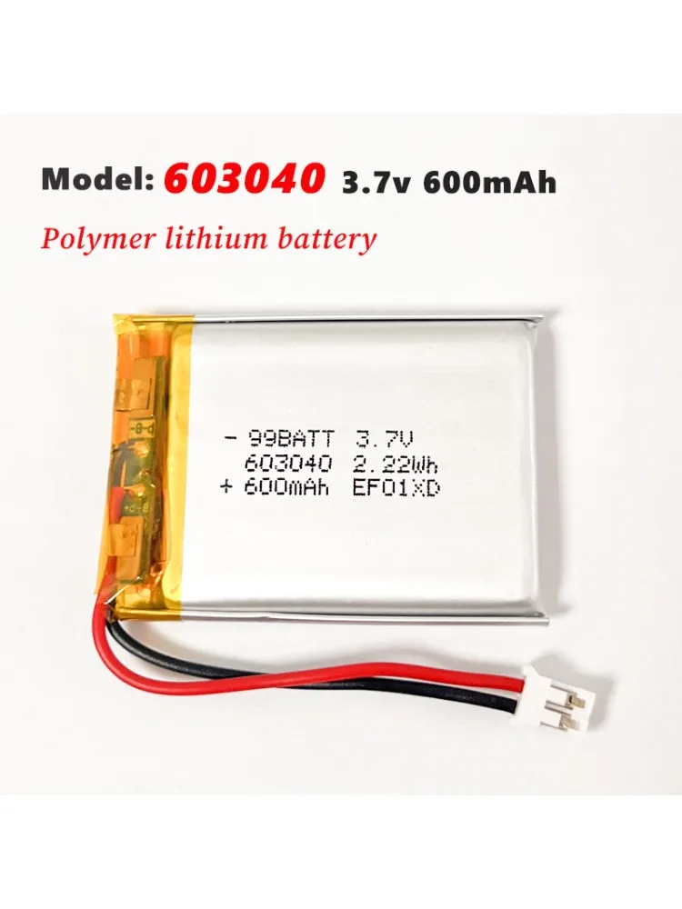 Akumulator litowo-polimerowy 3,7 V 600 mAh 603040 do wielokrotnego ładowania, do GPS, lamp LED, masażerów, głośników Bluetooth, zabawek, kijek do selfie, wentylatorów — zdjęcie produktu 7