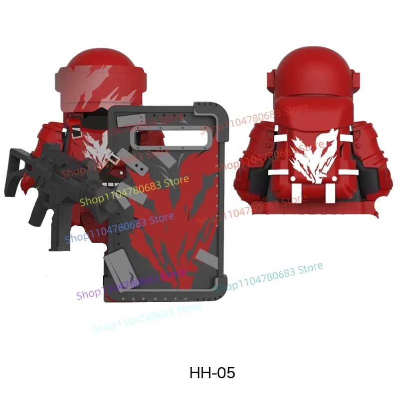 

MOC Building Blocks Mini Figure, Soldier with Red Shield, Assembled Model Ornament, Anime Cartoon Action Figure Gift Toy