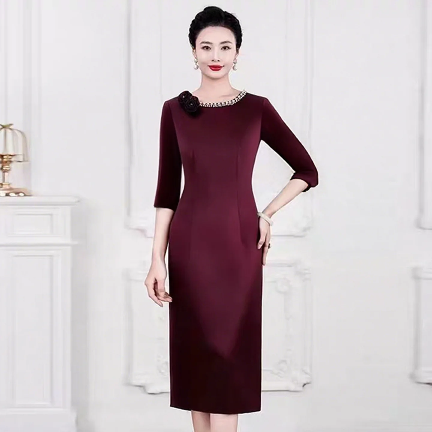 

Yourqipao Китайское традиционное свадебное банкетное платье Cheongsam для женщин, осеннее платье Ципао для матери невесты