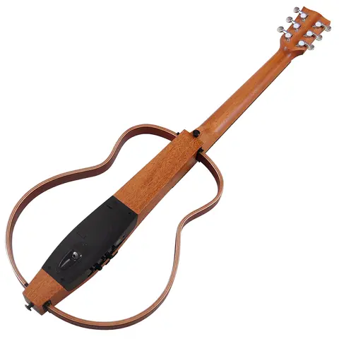Portable Silent Folk Guitar 39 Inch 6 String Sapele Body Removable Electric Guitar High Glossy Travel Guitar Brown Color with EQ