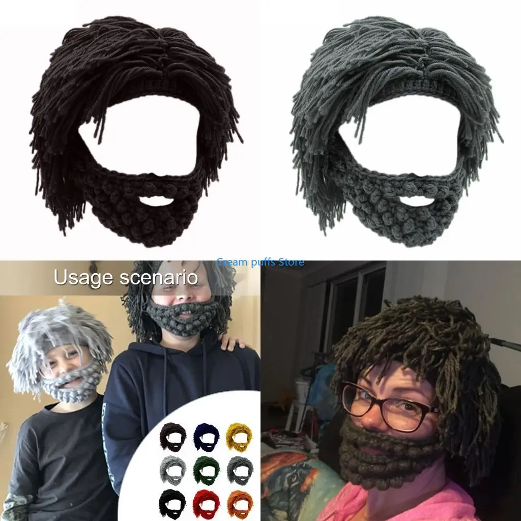Estilo cavernícola del sombrero peluca barba aislada 50LE para las fiestas esquí y uso diario