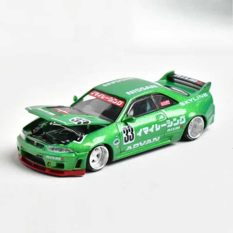 KAIDO HUIS MINIGT1/64 Skyline GTR R33 Legering Motorvoertuig Speelgoed spuitgieten Metalen Model Collectie Jongen Kerstcadeaus