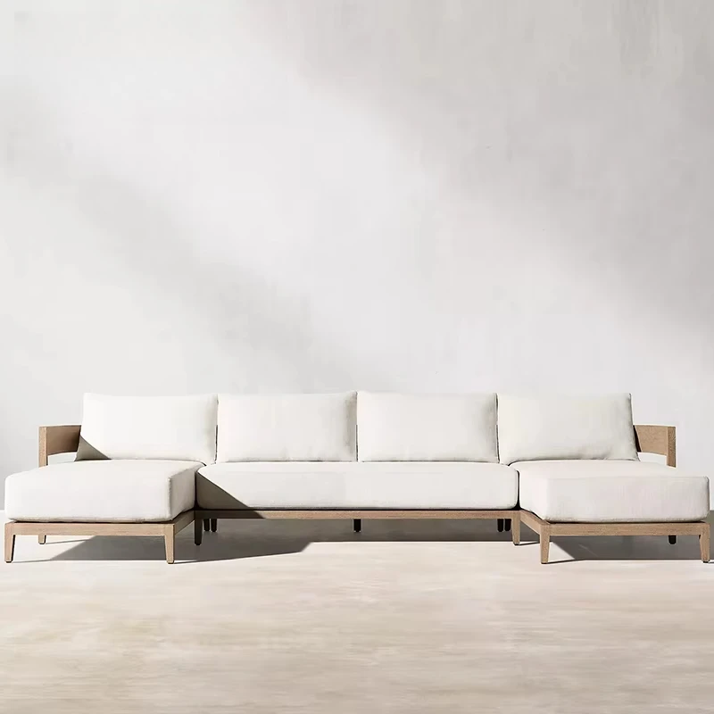 Hotel Outdoor Sofa Set Villa Patio Teak Outdoor Furniture Luxury Garden Sofa Set Modern Resort Outdoor Sofa Patio Furniture Set