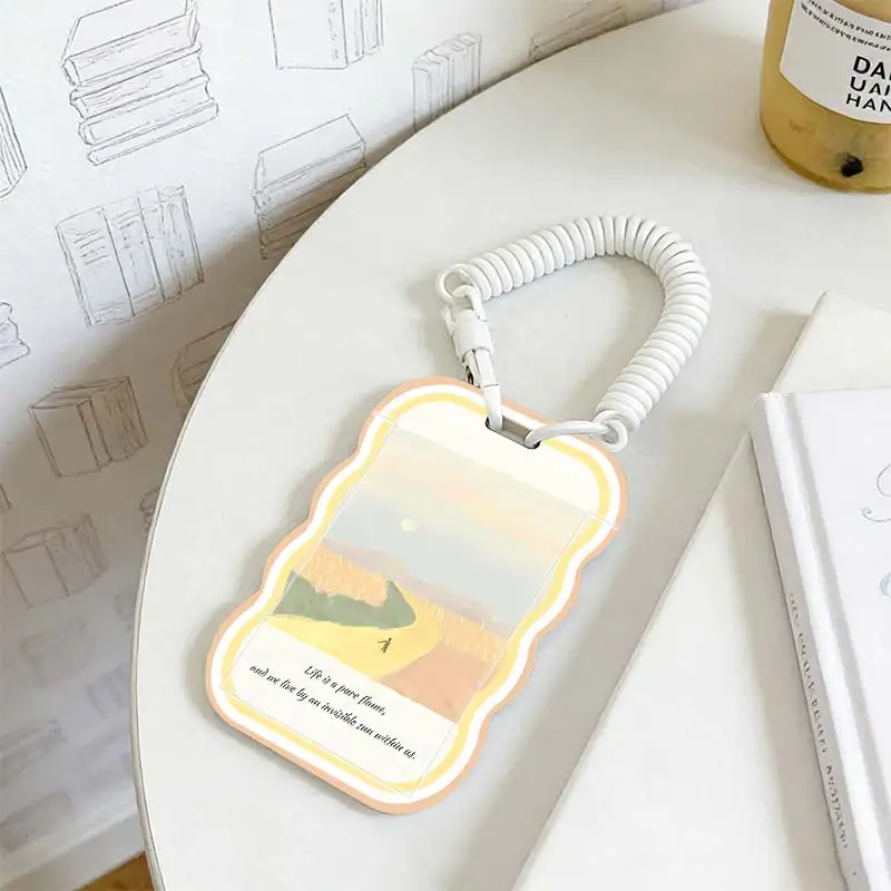 Card Protection Cover for Stretchable Spring Cord Student Bus/Meal Card Protection Case Photo Protector Kpop Photocard Holder