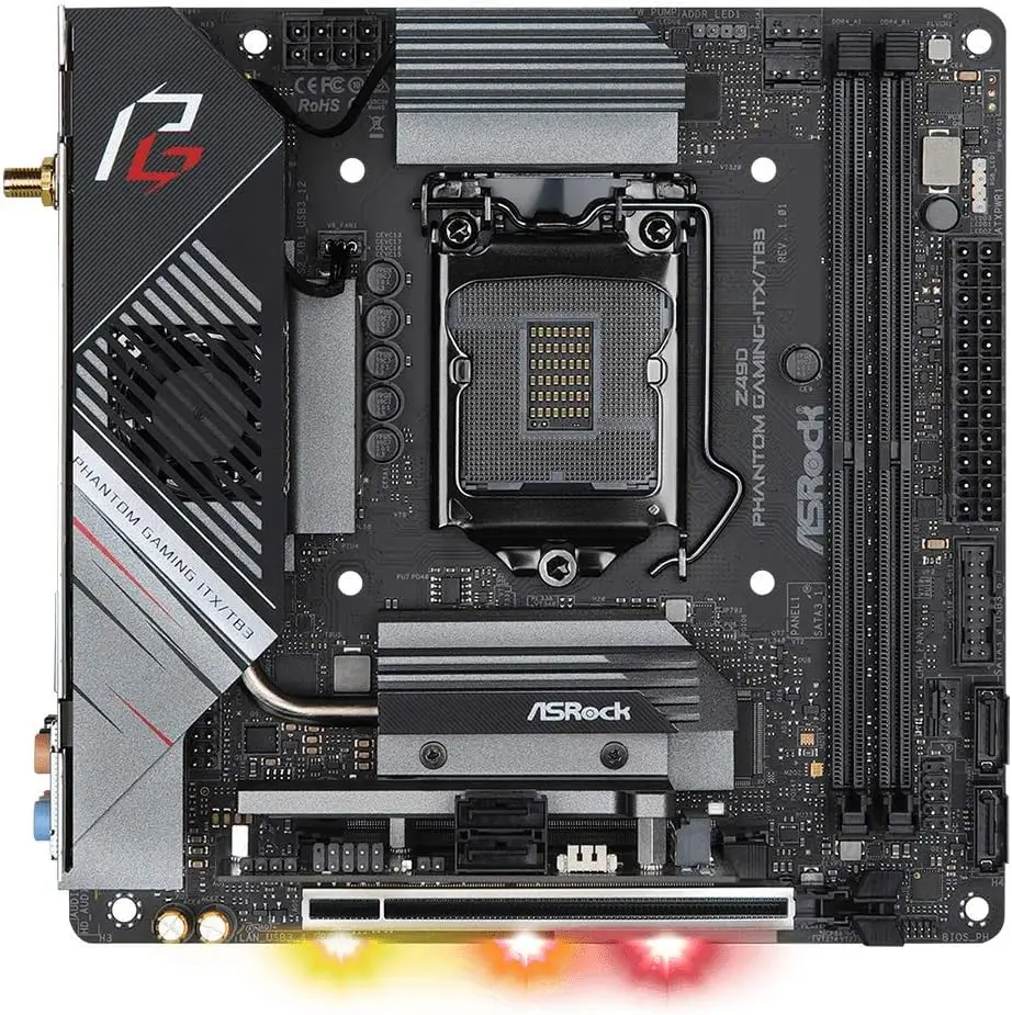 Intel Z490 MINI-ITX Motherboard ASRock Z490 PHANTOM GAMING-ITX/TB3  LGA 1200 DDR4 PCI-E 3.0 M.2 Supports 10th  gen Intel CPU