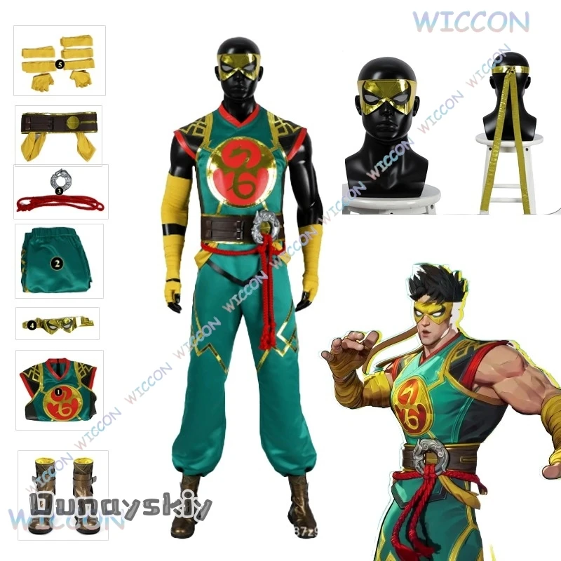 

Игра Rivals Lin Lie Косплей Iron Fist Косплей Костюм{Yumekiri}Топ Брюки Пояс Обувь Комплект Хэллоуин Comic Con Мужской Костюм BattleGreen