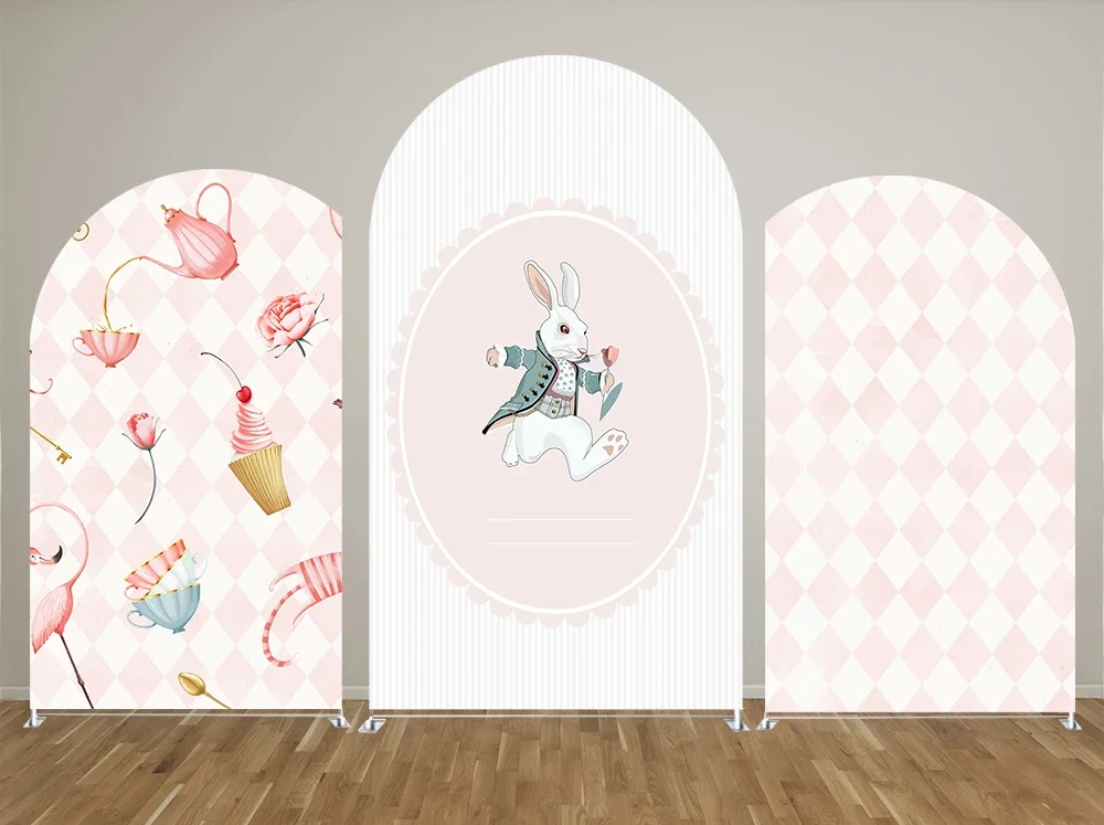 

Rabbit Pink Arch Backdrop Covers for Parties, Arched Panels Wedding Birthday and Baby Shower Party Decoration Props