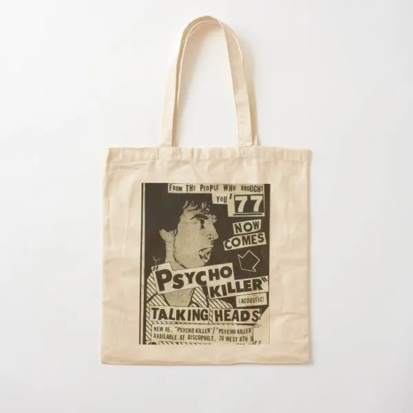 Psycho Killer Talking Heads Post Punk  Canvas Bag Unisex Travel Designer Casual Ladies Foldable Handbag Shopper Reusable Tote