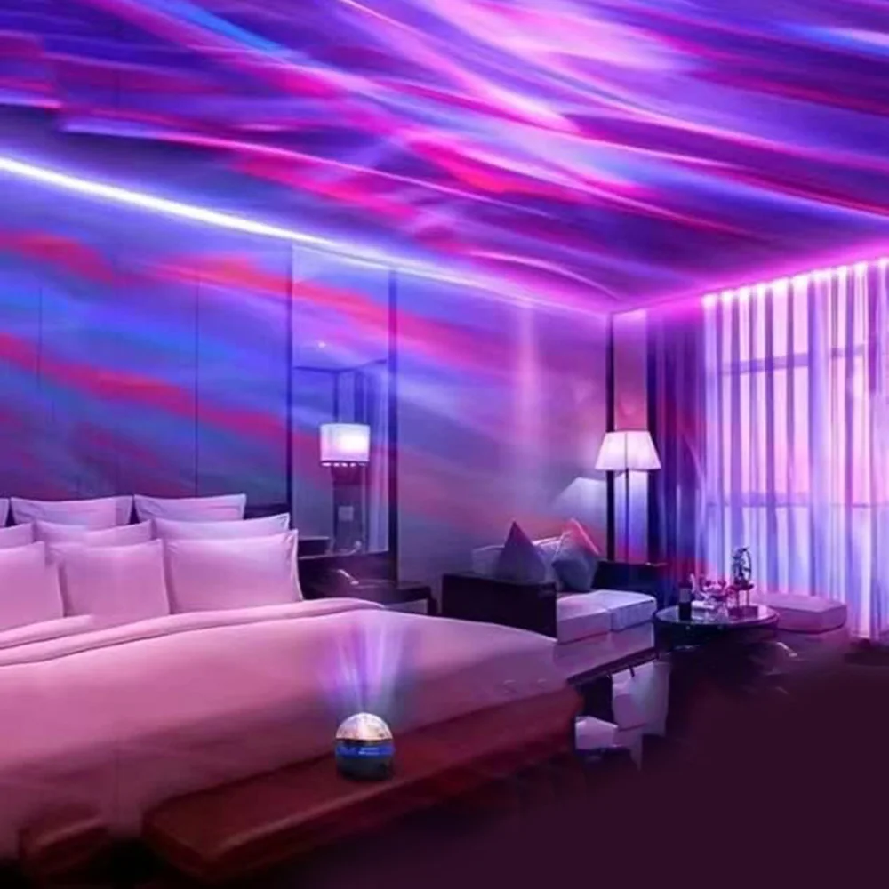 USB Starry Projector Light With 7Color Patterns Ocean Wave Night Lights for Home Bedroom Decoration Galaxy Projector Lamp