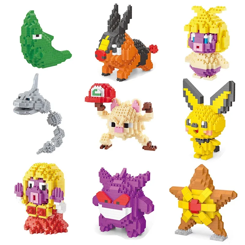 Pokémon Pikachu Mini Blocos de Construção para Crianças, Gengar Anime Bricks, Cartoon Action Figures, Model Assembly, Brinquedos Educativos