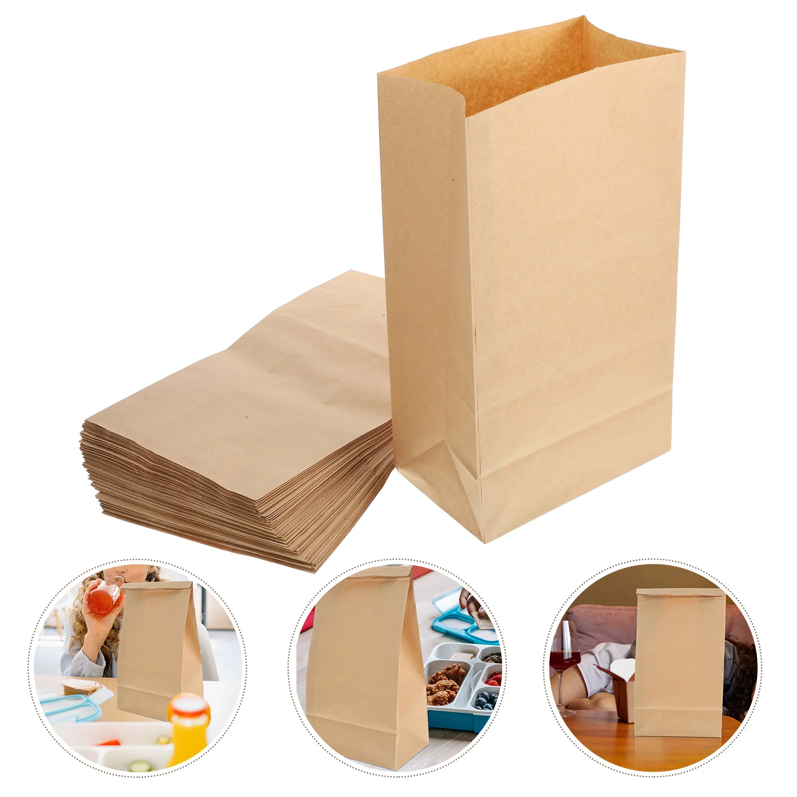 

50 Pcs Lunch Bag Bread Packaging Bags Gift Storage Pouch Fold Brown Bakery Paper Packing