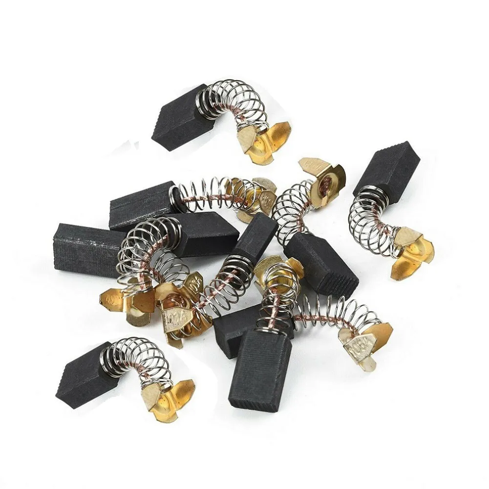 Pratical Hot Sale Carbon Brushes 10Pcs Carbon & Metal Gray & Brass Tone Ring Terminal Accessory CB100 CB103 Spare