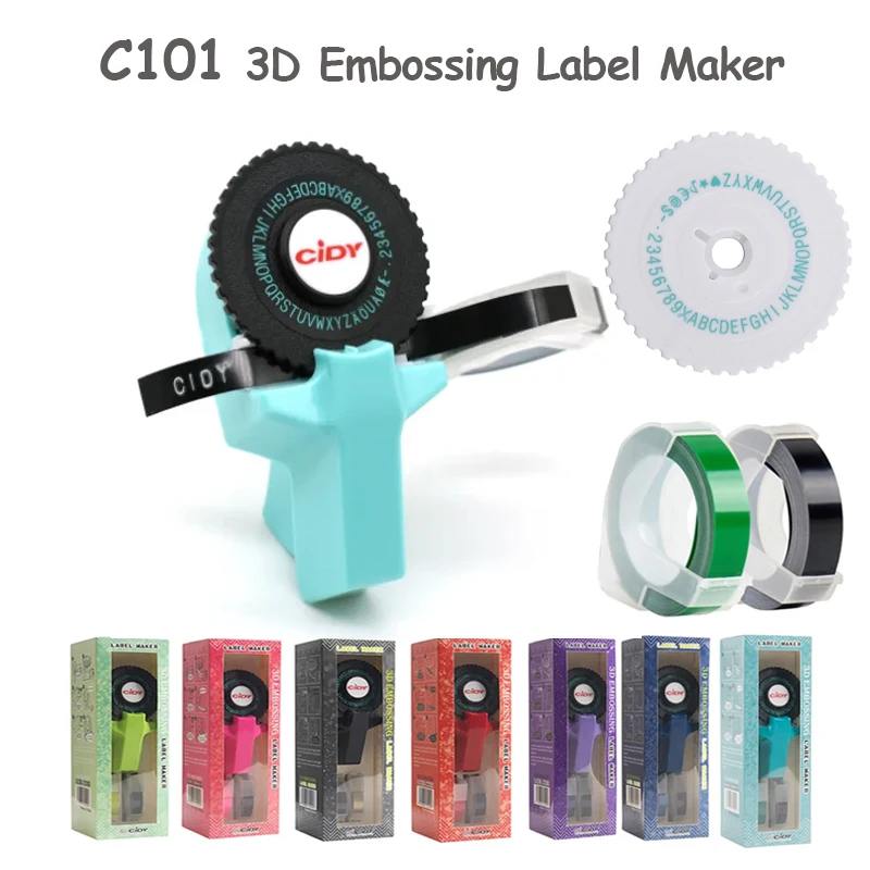 With 2 wheel CIDY C101 embossing label maker for 9mm dymo/motex/cidy 3D 12965 1880 Refill Manual Typewriter