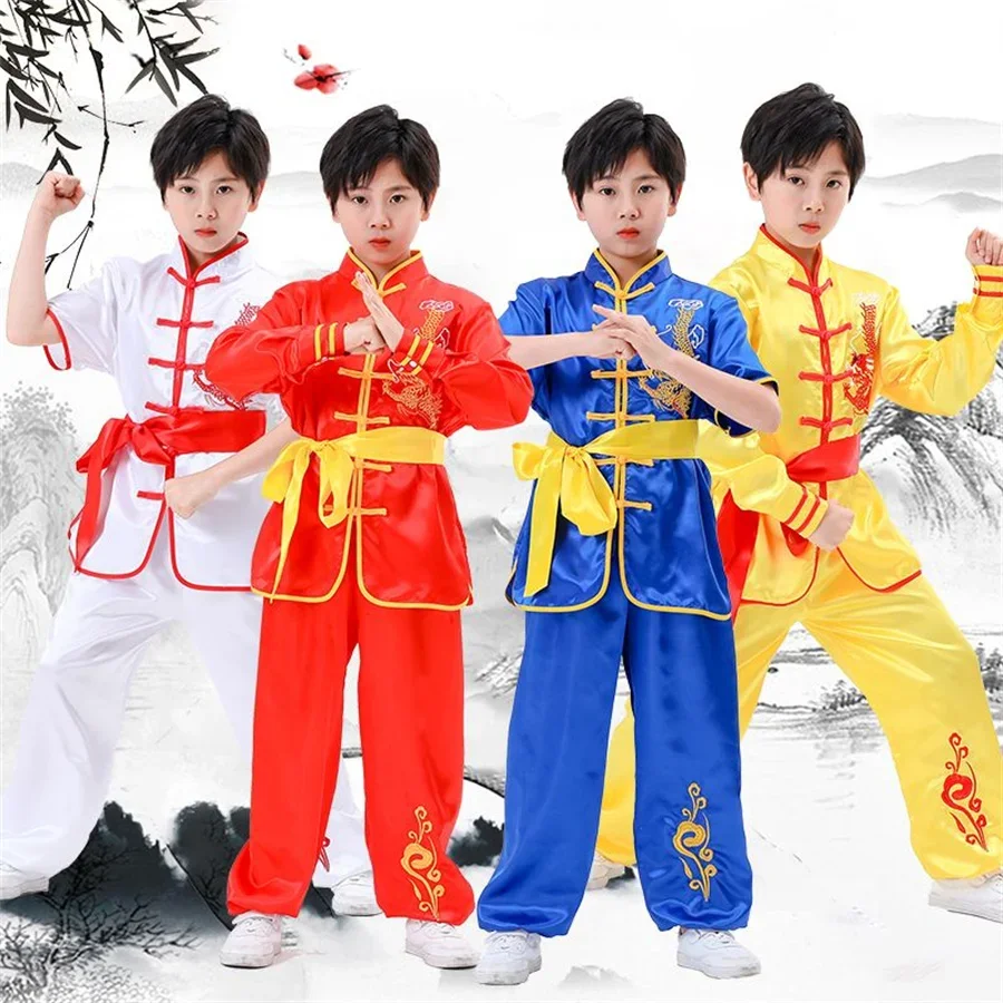 Fato de KungFu chinês tradicional infantil, roupa de Tai Chi, uniforme de arte marcial para meninos e meninas, KungFu, roupa chinesa infantil