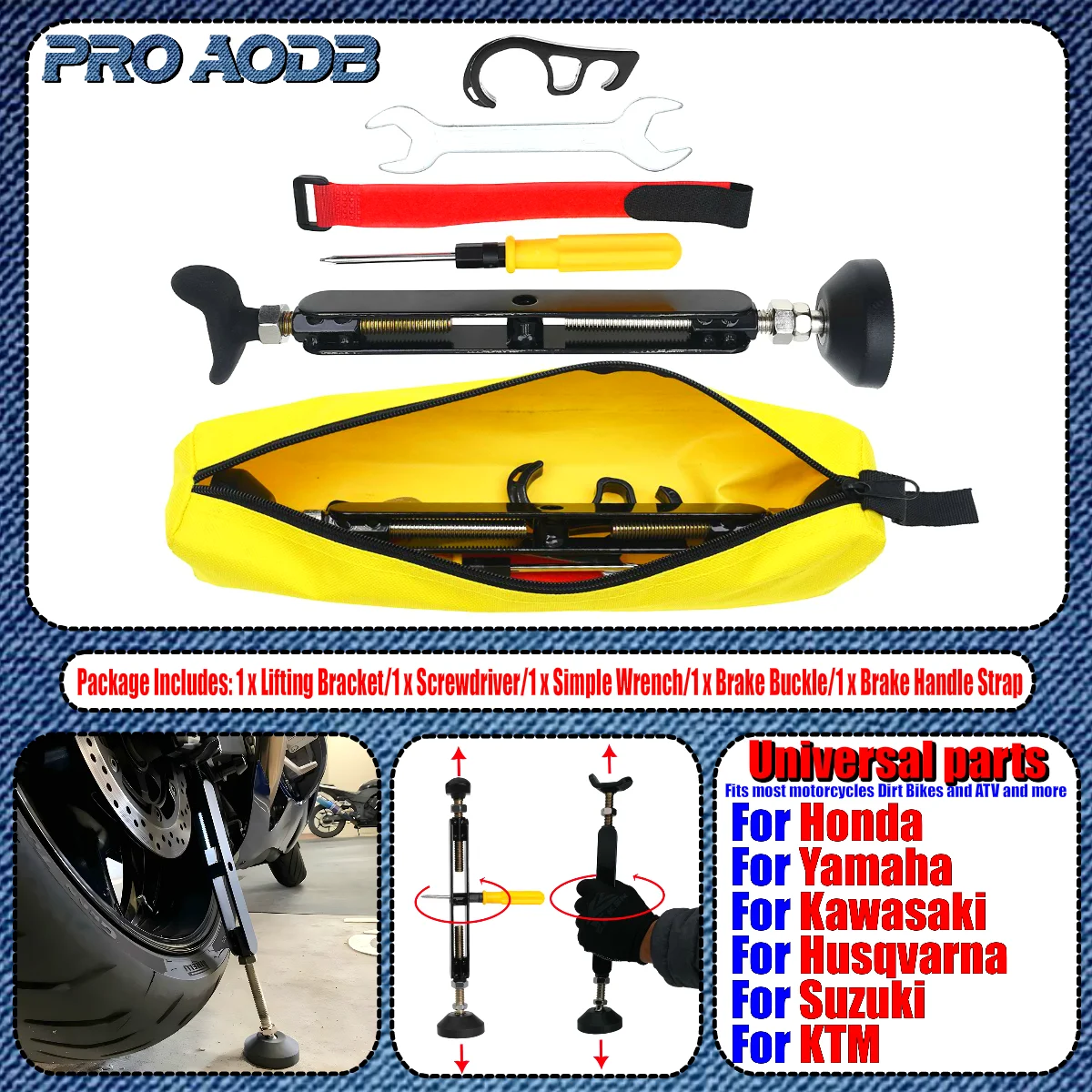 

For 150cc 200cc 250cc 300cc 450cc 501cc 530cc Motorcycle Wheel Lift Stand Trail Stand Front and Rear Easy Portable Repair Kits