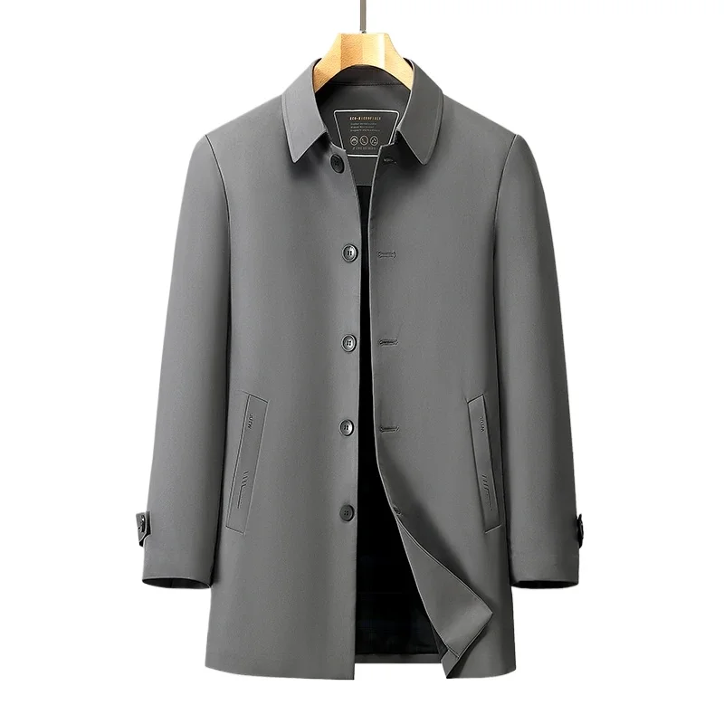 2026 Spring and Autumn New Men's Medium To Long Windbreaker Coat, Non Ironing Quality Fabric, Business and Leisure