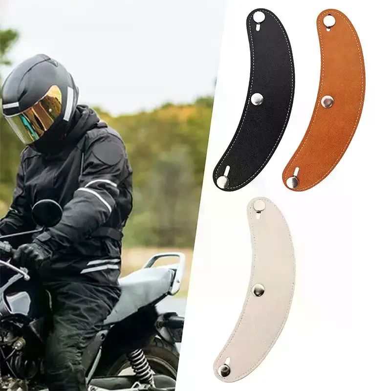 Retro 3 Pin Helmet Visor Brim Leather Removable: Scooter Bike Motorcycle Flip Up Windshield Rain Sun