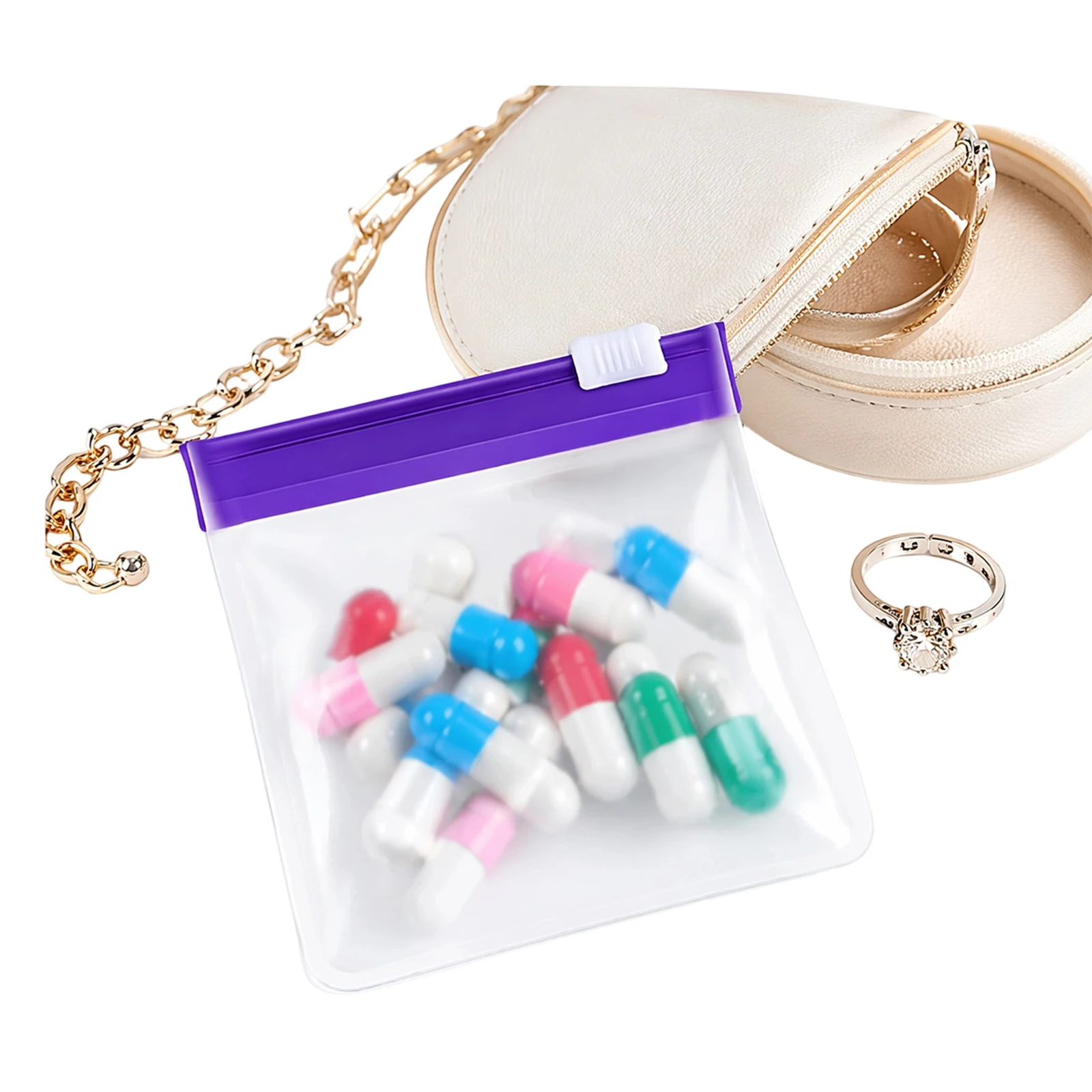 7 Colors Portable Pills Pouch Bags Multi-Purpose Translucent Medicine Organizer Self Sealing Travel Pill Case for Pills Storage