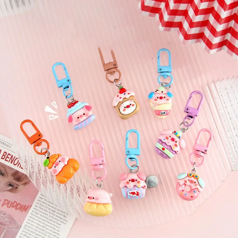 Creative Piggy Doll Keychain Resin Highly Attractive Cartoon Doll Pendant Cute Patterns Multipurpose Pig Car Key Hanger Gift