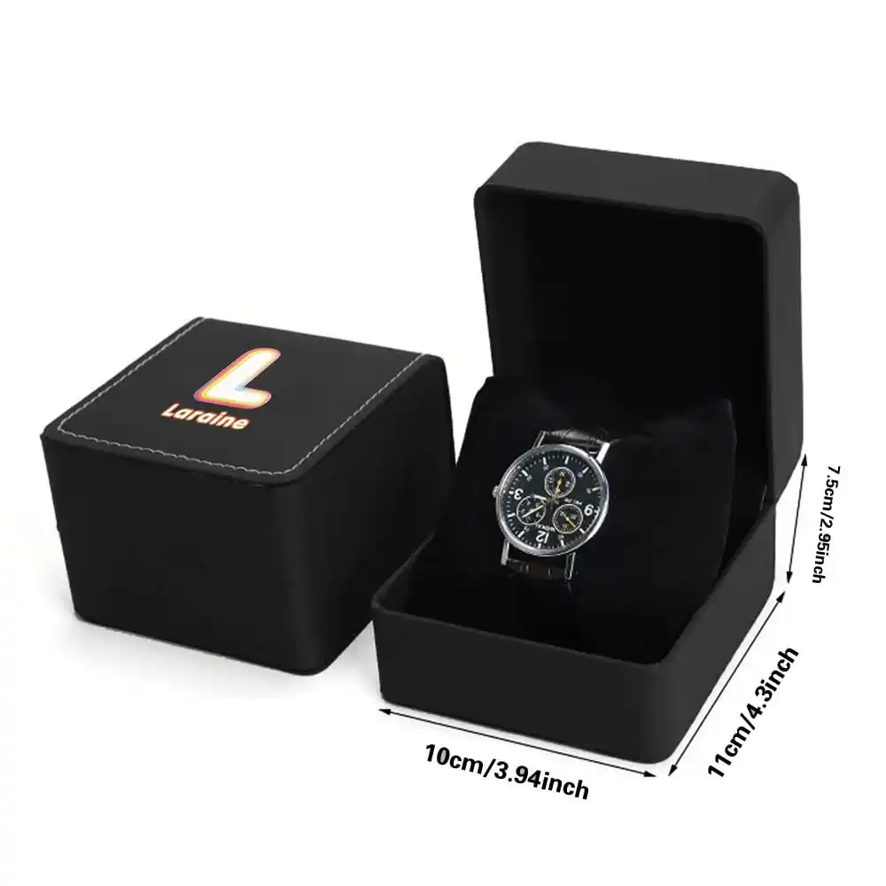 Customized Name PU Watch Storage Box with Pillow Jewelry Gift Organizer Case Valentine's Day Gift Box Rainbow Gradient Pattern