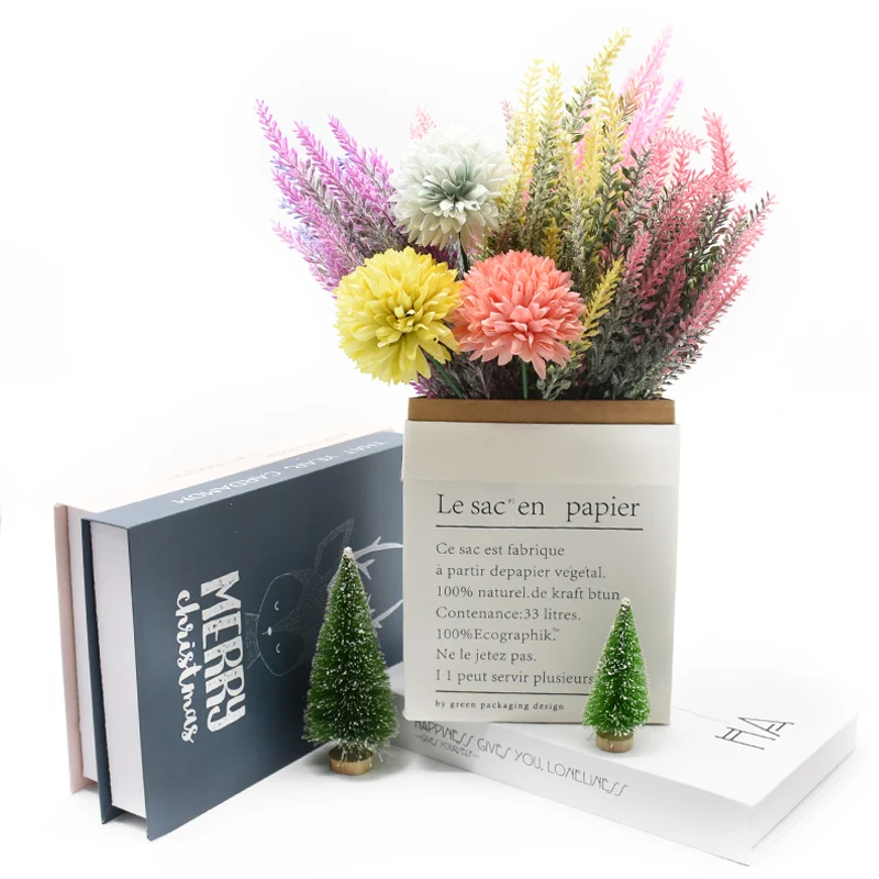 인공 식물 스크랩북 플라스틱 라벤더 꽃병 방 홈 장식 장식 화분 정원 저렴한 결혼식 장식 꽃