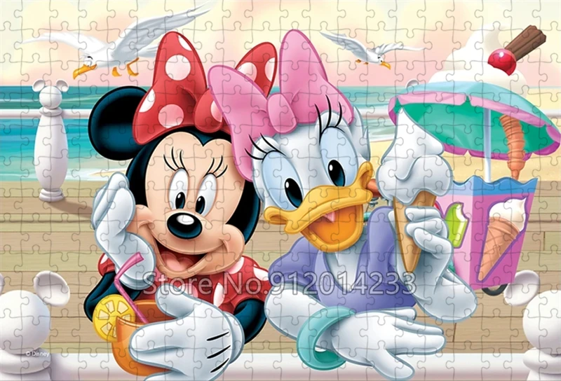 Disney Cartoon Puzzle Minnie Mouse and Daisy Duck Jigsaw Puzzles Stitched Wooden Images Children's Intelligence Enhancing Toys