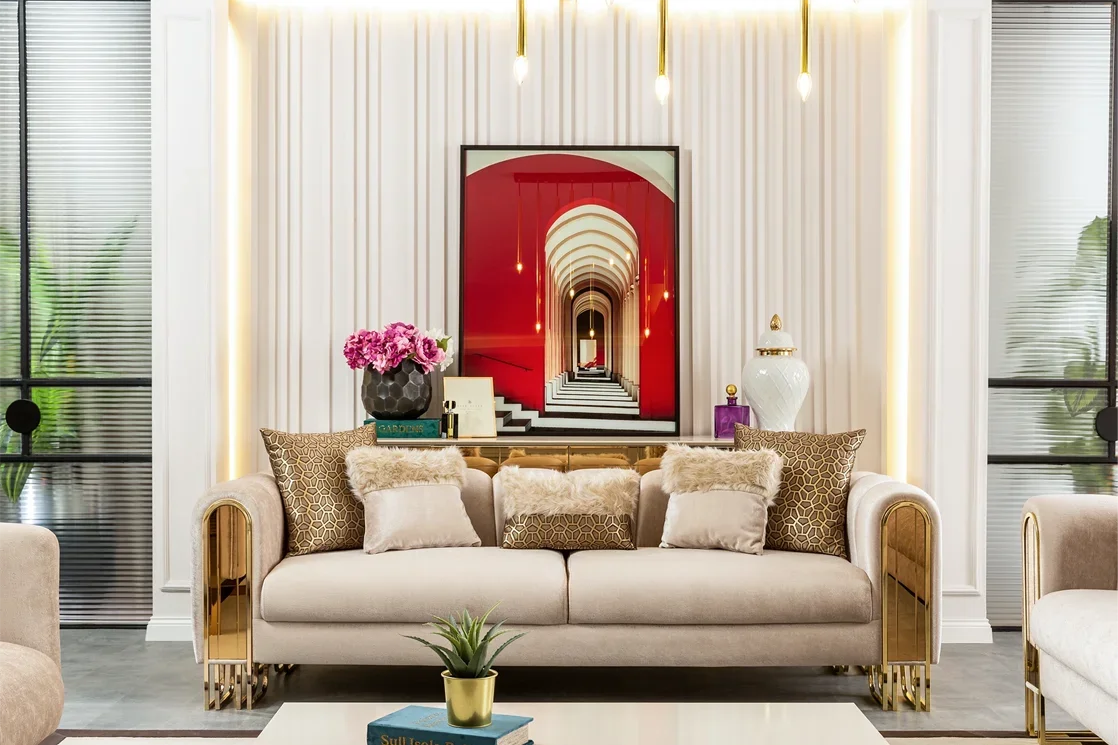 

For Modern Luxury Living Room Sofa Set Furniture New Arrival Home Office With Fabric Cover Sofa for Villas Living Room Furniture