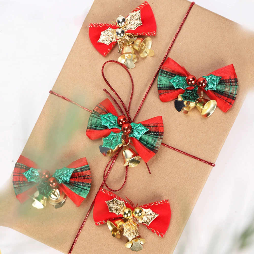 1/10 Uds. Lazos de Navidad para el hogar, escuela, oficina, adornos para árboles de Navidad, decoraciones colgantes, lazos de Navidad de Año Nuevo 2025