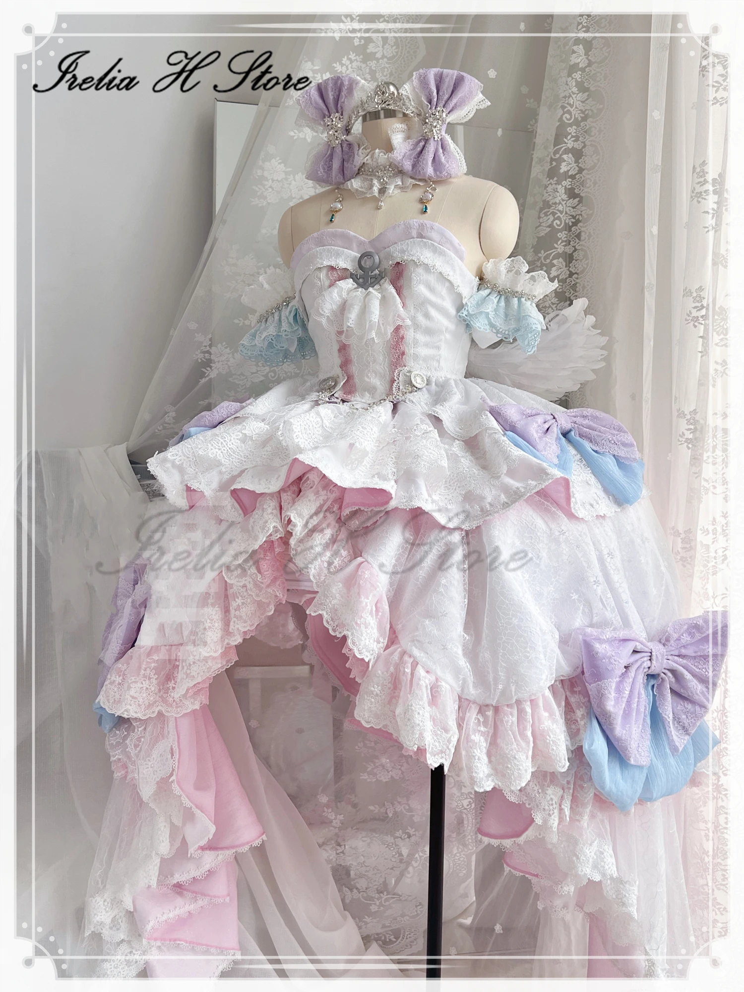 Irelia H Store Custom size vtuber Minato Aqua Cosplay Costume IRO Super Dream gorgeous Bride wedding dress Anime Lolita