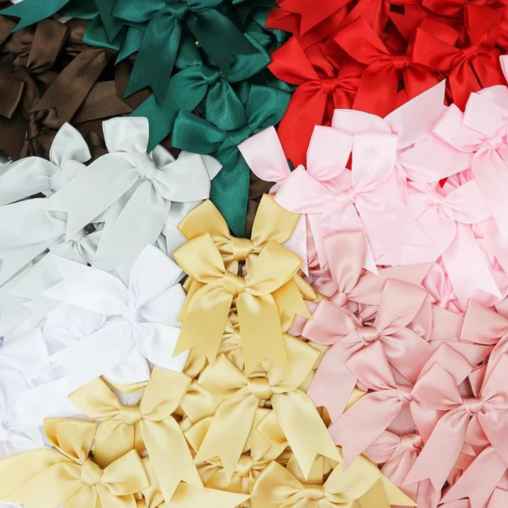 30Pcs Satin Ribbons Handmade Large Bows Embroidery Patches Forest Art Style For Clothing  Hair Clips Headwear Sewing Accessories