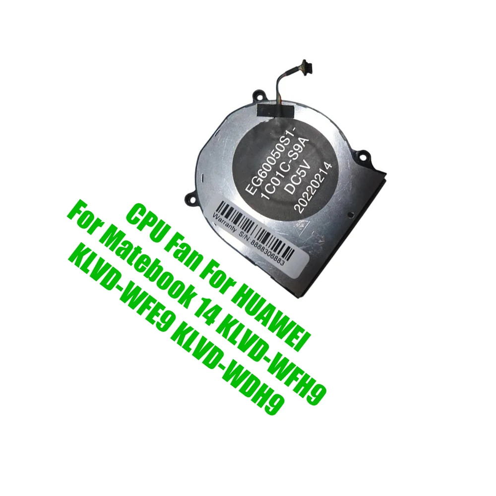 Ventilador de CPU Substituto para HUAWEI Matebook 14 KLVD-WFH9 KLVD-WFE9 KLVD-WDH9 DC5V 0.5A