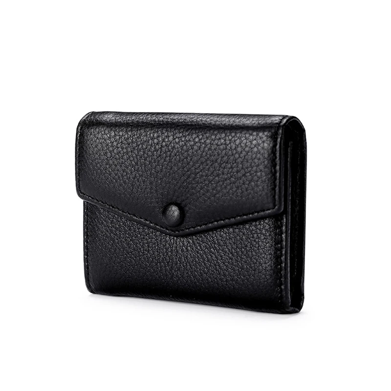 Genuine leather thin envelope short wallet cowhide three fold mini wallet Card wallet card holder Wallets for women Coin purse