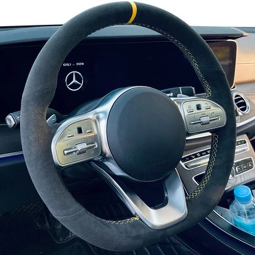 Imagen 1 del producto Protector antideslizante para volante de coche trenzado de gamuza negra para mercedes-benz Clase S W222 GLC Clase A W177 Clase C W205 Clase E W213