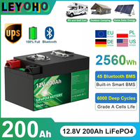 LiFePO4 12V 200Ah Battery Pack 2.56Kwh 6000+ Cycles Bluetooth 12.8V 100Ah 300Ah Lithium Battery For Home Solar RV Energy Storage
