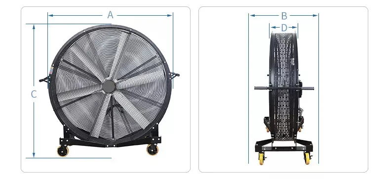 Ventilador de suelo de alta potencia, dispositivo Industrial, grande, móvil, pista de baloncesto, gimnasio, 1m, 1,5 m, 2m