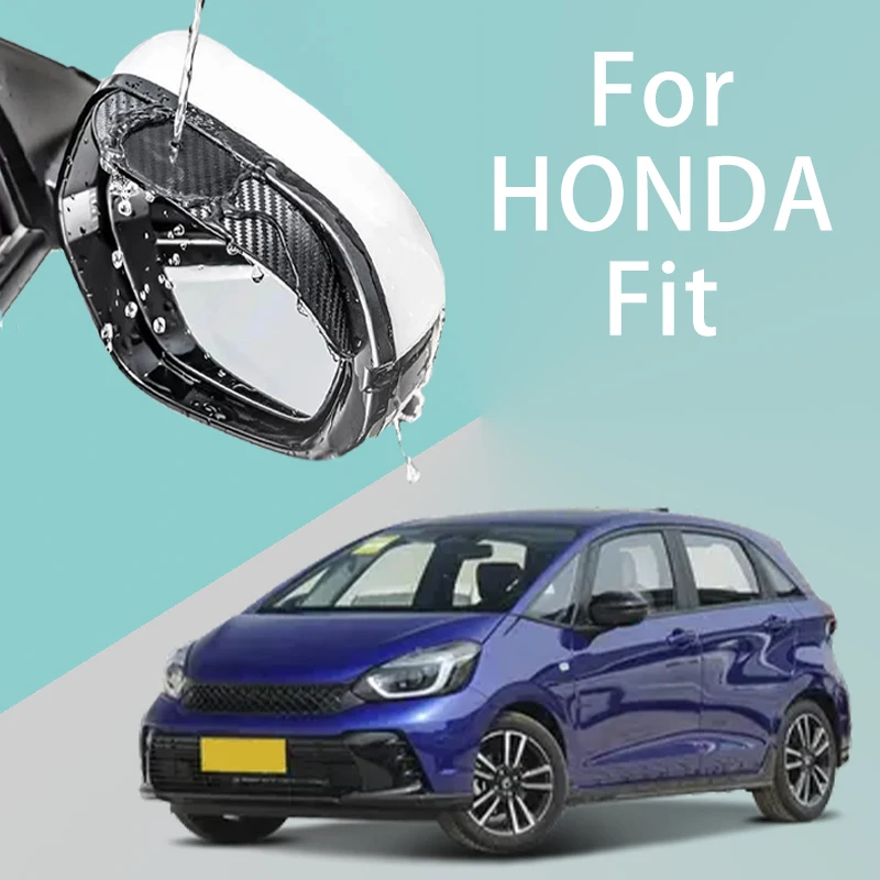 

For HONDA Fit car rearview mirror rain brow thickened carbon fiber texture rearview mirror rain brow