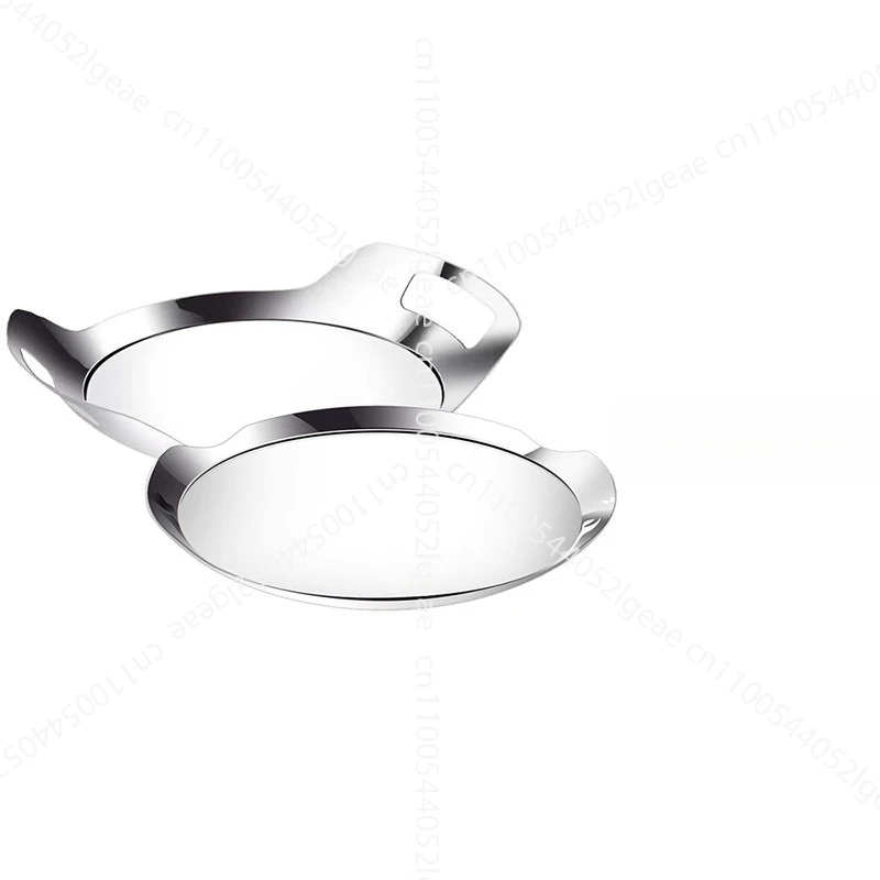 

Nordic Ins Style Western Food Dinner Plate Light Luxury Stainless Steel Round Hotel Tray Household Wine Utensils Dessert Plate